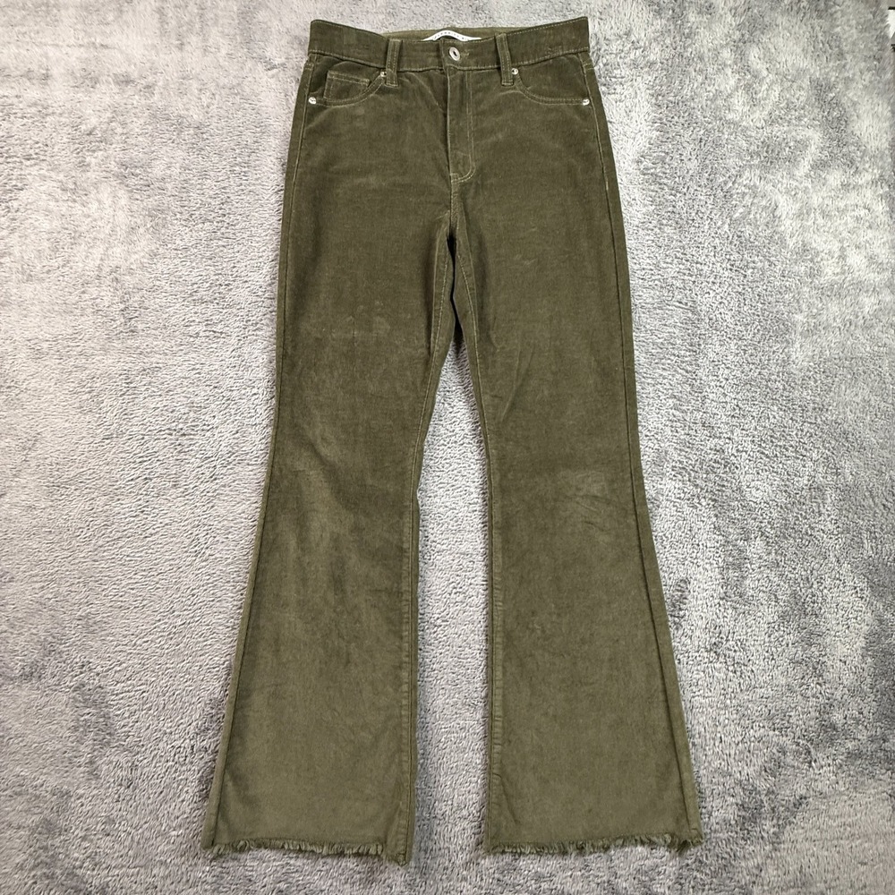 Celebrity Pink Fast Time Flare Corduroy Jeans 28x32 Womens Olive Green